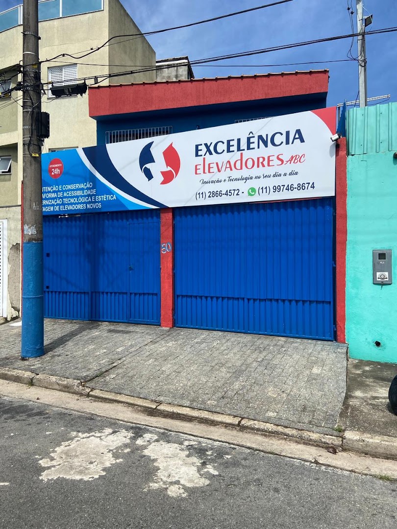 Fachada da sede da Excelência Elevadores ABC na Av. Firestone, 50, em Santo André